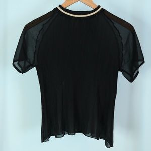 Zara Black Pleated Sheer Shirt Size Small